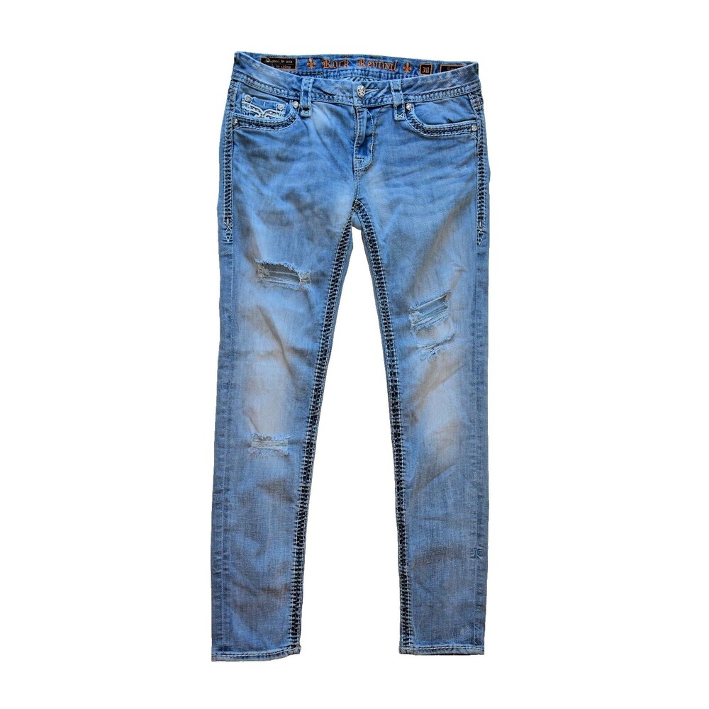 Rock Revival Women's Doyle Skinny Low Rise Zip Fly Stretch Jeans Size 30 E8459SR